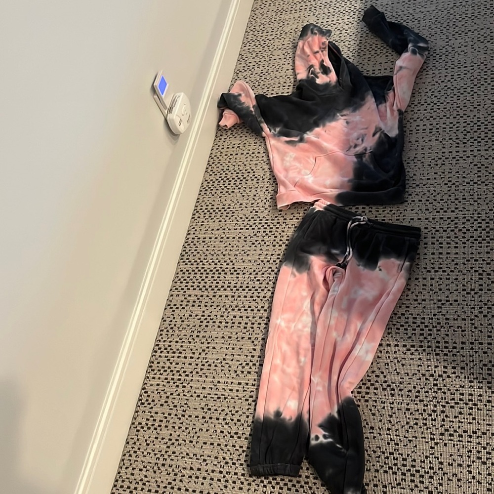 Katie J tie dye hoodie and pants-pink and blue